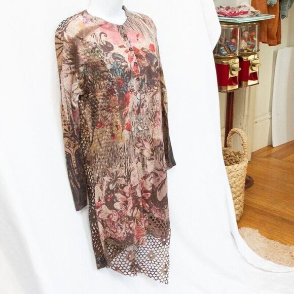 Vgt Ania A Art To Wear Western Steampunk Boho Painting Mesh Asymmetrical Dress S - Picture 5 of 12